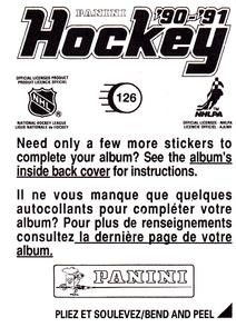 1990-91 Panini Hockey Stickers #126 Zarley Zalapski Back