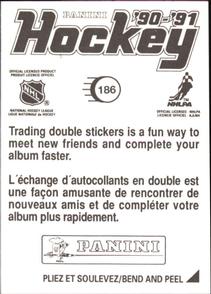 1990-91 Panini Hockey Stickers #186 Rick Wamsley Back