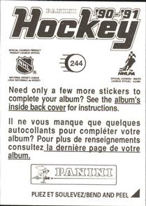 1990-91 Panini Hockey Stickers #244 Larry Robinson Back