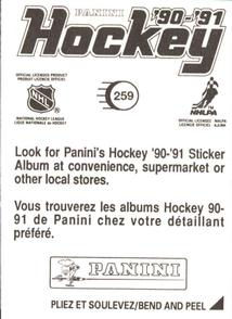 1990-91 Panini Hockey Stickers #259 Don Barber Back
