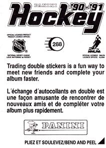 1990-91 Panini Hockey Stickers #288 Gilles Thibaudeau Back