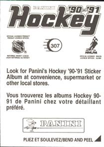 1990-91 Panini Hockey Stickers #307 Teppo Numminen Back