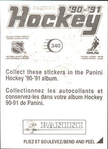 1990-91 Panini Hockey Stickers #340 Mike Modano Back