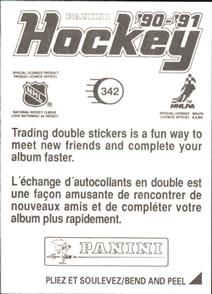 1990-91 Panini Hockey Stickers #342 Paul Ranheim Back