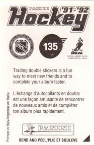 1991-92 Panini Hockey Stickers #135 Shawn Burr Back