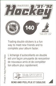 1991-92 Panini Hockey Stickers #140 Brent Fedyk Back