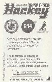 1991-92 Panini Hockey Stickers #214 Lee Norwood Back