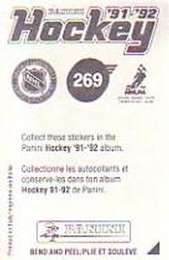 1991-92 Panini Hockey Stickers #269 Kevin Stevens Back