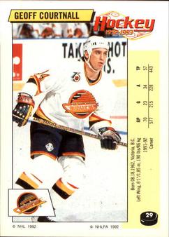 1992-93 Panini Hockey Stickers #29 Geoff Courtnall Front
