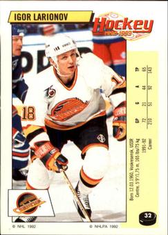 1992-93 Panini Hockey Stickers #32 Igor Larionov Front