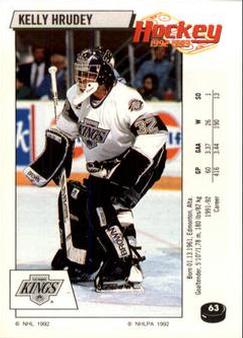 1992-93 Panini Hockey Stickers #63 Kelly Hrudey Front