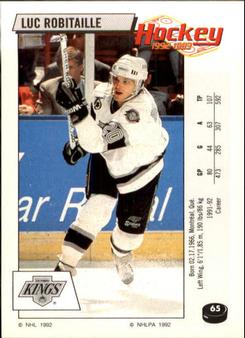 1992-93 Panini Hockey Stickers #65 Luc Robitaille Front