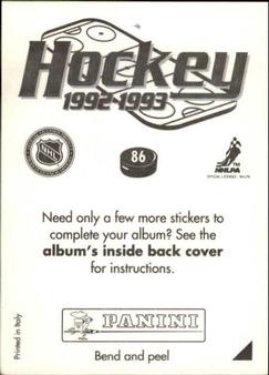 1992-93 Panini Hockey Stickers #86 Minnesota North Stars Logo Back