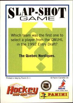 1992-93 Panini Hockey Stickers #91 Mike Modano Back