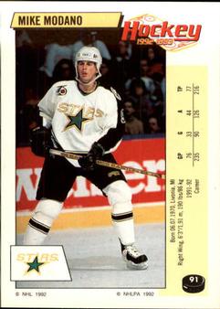 1992-93 Panini Hockey Stickers #91 Mike Modano Front