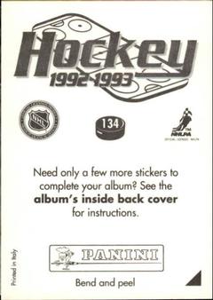 1992-93 Panini Hockey Stickers #134 Boston Bruins Logo Back