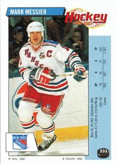 1992-93 Panini Hockey Stickers #233 Mark Messier Front