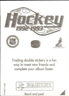 1992-93 Panini Hockey Stickers #C Pavel Bure Back