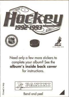 1992-93 Panini Hockey Stickers #O Kevin Todd Back