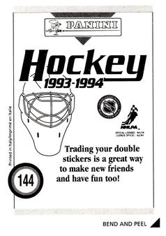 1993-94 Panini Hockey Stickers #144 Eric Lindros Back