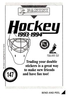 1993-94 Panini Hockey Stickers #147 Dirk Graham Back