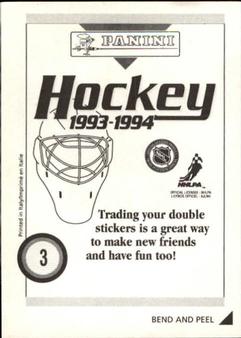 1993-94 Panini Hockey Stickers #3 Cam Neely Back