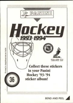 1993-94 Panini Hockey Stickers #36 Alexander Semak Back