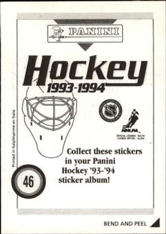 1993-94 Panini Hockey Stickers #46 Mark Recchi Back