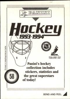 1993-94 Panini Hockey Stickers #58 Derek King Back