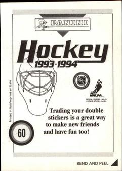 1993-94 Panini Hockey Stickers #60 Patrick Flatley Back