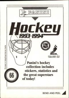 1993-94 Panini Hockey Stickers #66 Mark Fitzpatrick Back