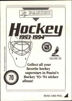 1993-94 Panini Hockey Stickers #70 Owen Nolan Back