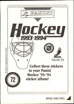 1993-94 Panini Hockey Stickers #72 Valeri Kamensky Back