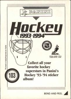 1993-94 Panini Hockey Stickers #103 Donald Audette Back
