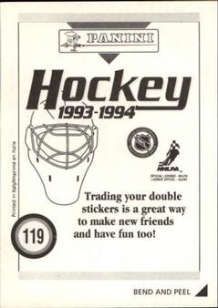 1993-94 Panini Hockey Stickers #119 Neil Brady Back
