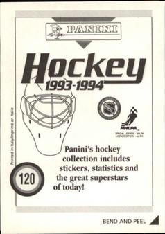1993-94 Panini Hockey Stickers #120 Brad Shaw Back