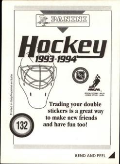 1993-94 Panini Hockey Stickers #132 Frank Pietrangelo Back