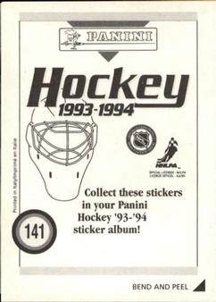 1993-94 Panini Hockey Stickers #141 Tom Barrasso Back
