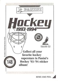 1993-94 Panini Hockey Stickers #148 Michel Goulet Back
