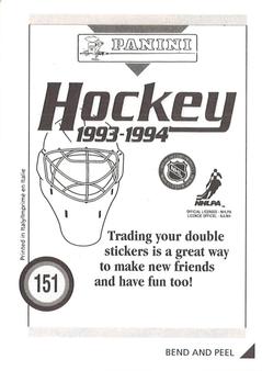 1993-94 Panini Hockey Stickers #151 Brent Sutter Back