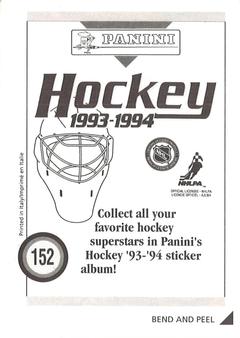 1993-94 Panini Hockey Stickers #152 Jocelyn Lemieux Back