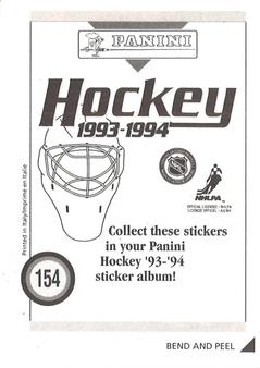 1993-94 Panini Hockey Stickers #154 Steve Smith Back