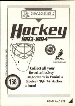 1993-94 Panini Hockey Stickers #168 Cliff Ronning Back