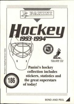 1993-94 Panini Hockey Stickers #186 Gary Suter Back