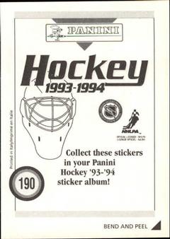 1993-94 Panini Hockey Stickers #190 Alexei Zhamnov Back