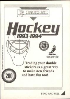 1993-94 Panini Hockey Stickers #200 Los Angeles Kings Logo Back
