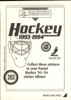 1993-94 Panini Hockey Stickers #203 Tony Granato Back