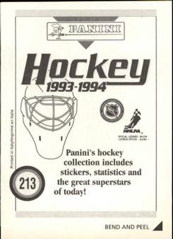 1993-94 Panini Hockey Stickers #213 Chris Kontos Back