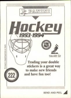 1993-94 Panini Hockey Stickers #222 Toronto Maple Leafs Logo Back