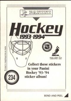 1993-94 Panini Hockey Stickers #234 Petr Klima Back